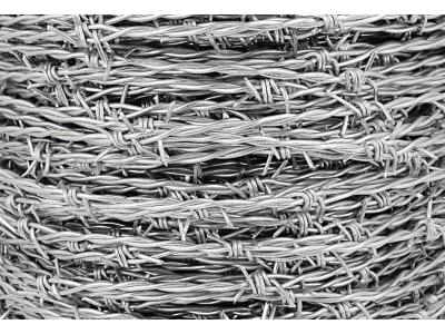 Stacheldraht 2,5 mm Eisen verzinkt 2-drähtig, 4-spitzig, Stachelabstand 100 mm, 200 m Stacheldraht 2,5 mm Eisen verzinkt 2-drähtig, 4-spitzig, Stachelabstand 100 mm, 200 m