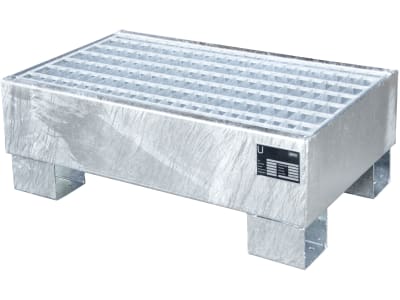 BAUER® SÜDLOHN Auffangwanne "AW 60-1/M v" Auffangvolumen max. 61 l, für 2 x 60 l-Fass, mit Gitterrost, verzinkt