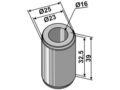 Industriehof® Buchse 16 x 23; 25 x 32,5 mm; 39 mm, für Agram, Taarup, 63-ZZZ-20 Industriehof® Buchse 16 x 23; 25 x 32,5 mm; 39 mm, für Agram, Taarup, 63-ZZZ-20