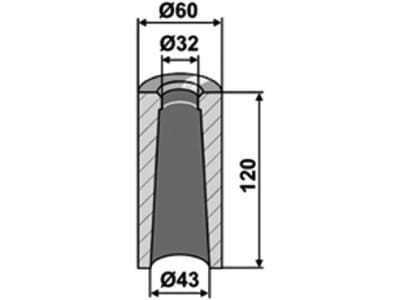 Industriehof® Einschweißbuchse Ø innen 32 mm; 43 mm, Ø außen 60 mm, für Großballenzinken mit Gewinde M28, 18100-21
