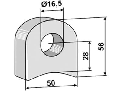 Industriehof® Halter 56 x 50 x 17,5 mm, Bohrung 16,5 mm, ohne Sechkantansatz Agricom Schlegelmesser, 63-RM-922