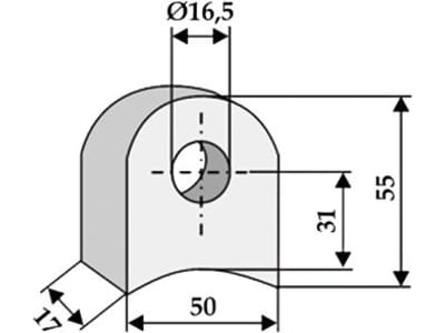 Industriehof® Halter 55 x 50 x 17 mm, Bohrung 16,5 mm, ohne Sechkantansatz universal Schlegelmesser, 63-RM-905 Industriehof® Halter 55 x 50 x 17 mm, Bohrung 16,5 mm, ohne Sechkantansatz universal Schlegelmesser, 63-RM-905
