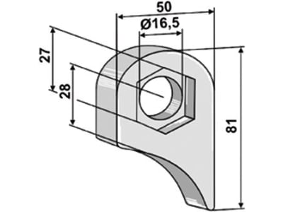 Industriehof® Halter 81 x 50 x 18,5 mm, Bohrung 16,5 mm, mit Sechkantansatz Berti, M.E.A.A.T. Schlegelmesser, 63-RM-914 Industriehof® Halter 81 x 50 x 18,5 mm, Bohrung 16,5 mm, mit Sechkantansatz Berti, M.E.A.A.T. Schlegelmesser, 63-RM-914