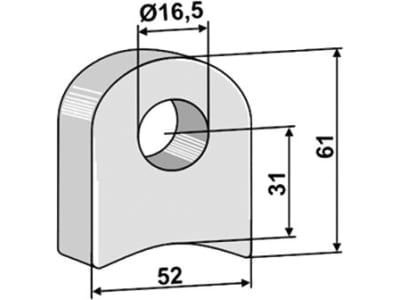 Industriehof® Halter 61 x 52 x 18 mm, Bohrung 16,5 mm, ohne Sechkantansatz Sicma Schlegelmesser, 63-RM-918 Industriehof® Halter 61 x 52 x 18 mm, Bohrung 16,5 mm, ohne Sechkantansatz Sicma Schlegelmesser, 63-RM-918