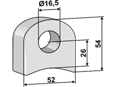 Industriehof® Halter 54 x 52 x 18,5 mm, Bohrung 16,5 mm, ohne Sechkantansatz Nobili Schlegelmesser, 63-RM-919