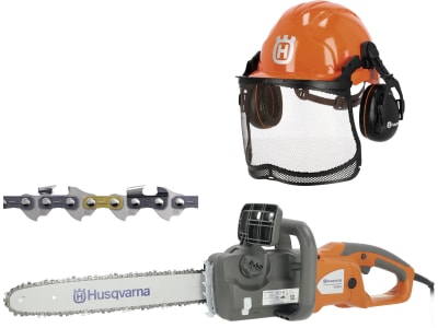 Husqvarna® Elektro-Kettensäge "420EL" 2.000 W Schienenlänge 40 cm, mit 2 Ketten, Helm, 9672057-16