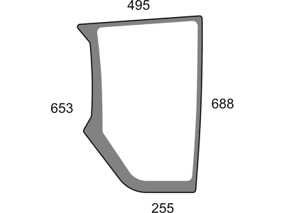 Frontscheibe grün, unten links, Siebdruck, geklebt, für Traktor Massey Ferguson 4700, 5700, 5M