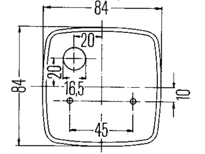 Hella® Blinkleuchte eckig, hinten links/rechts, 84 x 84 x 51 mm, Befestigung Anbau; 2 St. Schraube M 4, 2BA 003 014-011