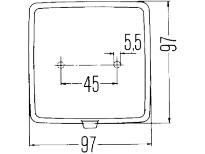 Hella® Nebelschlussleuchte "NES 9", quadratisch, links/rechts, 97 x 97 x 57 mm, 024016; E1 8486, 2NE 003 315-011 Hella® Nebelschlussleuchte "NES 9", quadratisch, links/rechts, 97 x 97 x 57 mm, 024016; E1 8486, 2NE 003 315-011
