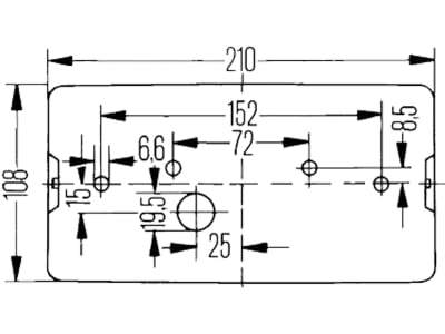 Hella® Schlussleuchte eckig, links, 210 x 108 x 66 mm, P21W; R10W, waagerecht, Schlusslicht; Bremslicht; Blinklicht; Nebelschlusslicht, 2SD 006 040-031