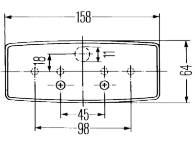 Hella® Schlussleuchte eckig, links/rechts, 158 x 64 x 51 mm, P21W; R10W, E1 130; E1 52253; E1 53253, Schlusslicht; Bremslicht; Blinklicht; Kennzeichenlicht