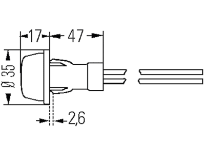 Hella® Positionsleuchte rund, vorn links/rechts, Ø außen 35 mm, 2PF 003 563-151 Hella® Positionsleuchte rund, vorn links/rechts, Ø außen 35 mm, 2PF 003 563-151
