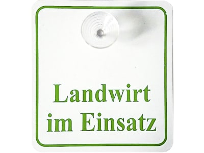 Hinweisschild "LANDWIRT IM EINSATZ" mit Saugnapf B x H 120 x 130 mm Hinweisschild "LANDWIRT IM EINSATZ" mit Saugnapf B x H 120 x 130 mm