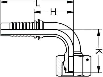 Dichtkegelnippel "DKOS" 90 °, schwer, metrisch, zylindrisch, Aussenkung 24°, O-Ring und Überwurfmutter