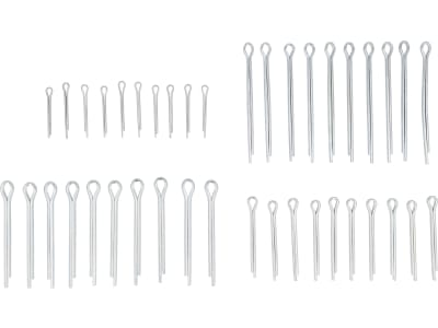 Eisensplinte-Sortiment DIN 94, Stahl, 40 St. in der Klarsichtpackung