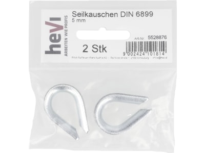 Hevi Kausche 5 mm, Metall verzinkt, DIN 6899-B für Stahlseil, 2 St.