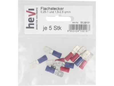 Hevi Flachstecker-Sortiment 0,25 – 1,0 mm²; 1,0 – 2,5 mm², 10 St., teilisoliert