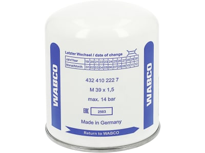 Wabco Lufttrocknerpatrone M 39 x 1,5 IG, 14 bar, für für Druckluftanlage, 432 410 222 7
