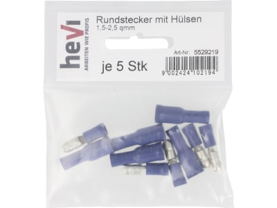 Hevi Rundstecker und Rundsteckhülsen-Sortiment 1,5 – 2,5 mm², 10 St., teilisoliert
