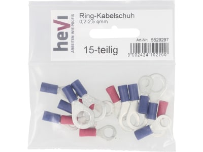 Hevi Ringkabelschuh-Sortiment 0,25 – 1,0 mm²; 1,0 – 2,5 mm², 15 St., teilisoliert