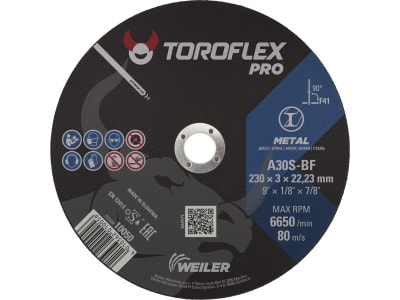 Toroflex   Trennscheibe Classic Universal A 30 S4 BF 230 x 22,23 mm