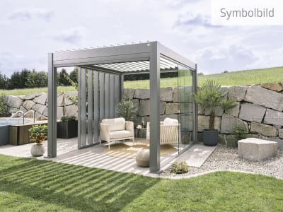 biohort® Pergola quarzgrau-metallic; silber-metallic, Lamellendach silber-metallic, 5 x 3 m