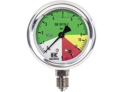 Agrotop Glyzerin-Manometer, Anschluss 1/4" AG unten, 0 bis 25 bar, flüssigdüngerfest, 10212 Agrotop Glyzerin-Manometer, Anschluss 1/4" AG unten, 0 bis 25 bar, flüssigdüngerfest, 10212