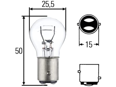 Hella® Kugellampe P21W / 5W, 12 V, 21 W; 5 W, BAY15d  in Blisterpackung, 8GD 002 078-123