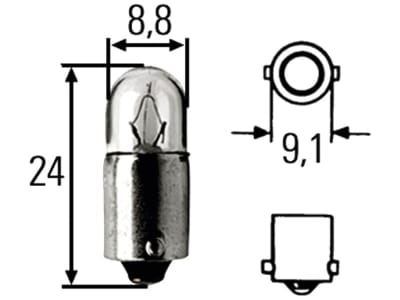 Hella® Kugellampe H, 24 V, 2 W, BA9s, 8GP 002 068-241