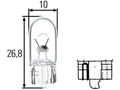 Hella® Glassockellampe 24 V, 3 W, W2,1x9,5d, 8GP 003 594-241 Hella® Glassockellampe 24 V, 3 W, W2,1x9,5d, 8GP 003 594-241