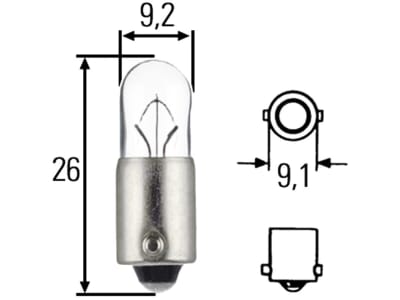 Hella® Kugellampe T4W, 24 V, 4 W, BA9s, Heavy Duty, 8GP 002 067-261