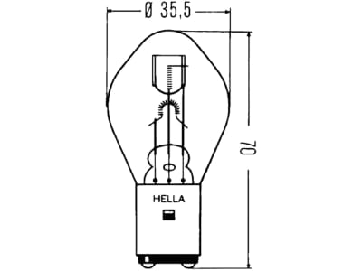 Hella® Biluxlampe 12 V, 35; 35 W, BA20d, für S2 Hauptscheinwerfer mit symmetrischem Licht, 8GD 002 084-131