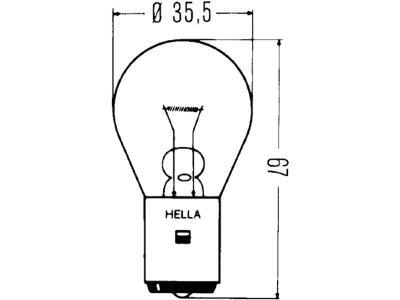 Hella® Kugellampe F2, 12 V, 35 W, BA20s, 8GA 002 083-131 Hella® Kugellampe F2, 12 V, 35 W, BA20s, 8GA 002 083-131