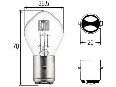 Hella® Biluxlampe 24 V, 45; 40 W, BA20d, für S2 Hauptscheinwerfer mit symmetrischem Licht, 8GD 002 084-251