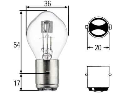 Hella® Biluxlampe 7 V, 35; 35 W, BA20d, für S2 Hauptscheinwerfer mit symmetrischem Licht, 8GD 008 898-061