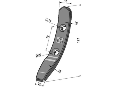 Industriehof® Schmalschar 197 x 25 mm; 35 mm, für Spurlockerer Amazone, 101.002474