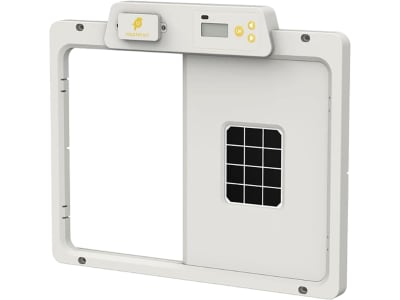 Hühnerklappe "All-in-one" 54 x 45 cm mit Solarmodul für Geflügel, von Chick'A®, 38595614001