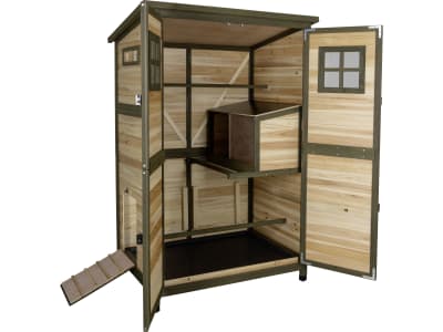 KERBL Hühnerstall "Tower" 109 x 75 x 167 cm, aus lasiertem Holz, 2 Sitzstangen, 2 Legenester, 81750