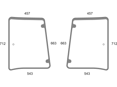 Eckscheibe grün, hinten links/rechts, geklebt, für Traktor Claas Arion 410, 420