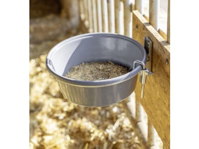 KERBL Eimerhalter 280 mm, rund, zum Anschrauben, mit Auswurfsicherung, klappbar, 146041