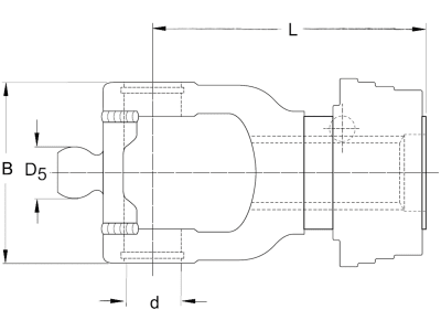 Walterscheid Weitwinkelanschlussgabel "QSG" WW80° Baugröße 2580, Profil 1 3/8" 6, mit Ziehverschlussautomatik, 1136961