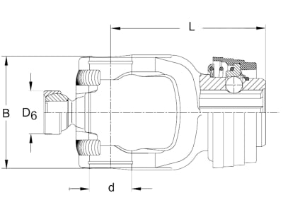 Walterscheid Weitwinkelanschlussgabel "ASGE P" PW80° Baugröße 480, Profil 1 3/8" 6, mit Ziehverschluss, 1139035