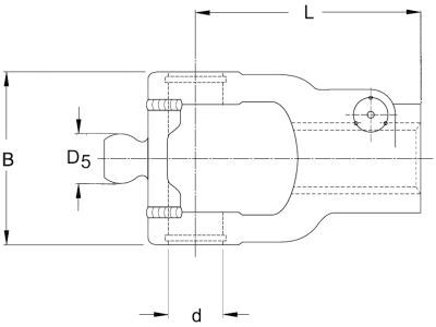 Walterscheid Weitwinkelanschlussgabel "AG" WW80° Baugröße 2580, Profil 1 3/4" 6, mit Schiebestift, 1136921