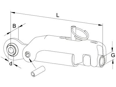 Walterscheid Stabilisator "ASST-B", Grundkörper mechanisch mit Spannstift, 350 mm, d 25,4 mm, Federweg +/- 36 mm, für Unterlenker mechanisch, 1309100