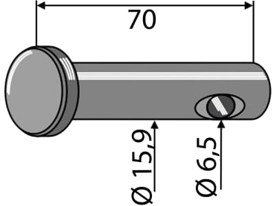 Industriehof® Bolzen 70 x 15,9 mm, Bohrung 6,5 mm für Amazone Kreiseleggen, 16-DK032