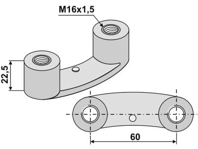 Industriehof® Bügelmutter M 16 x 1,5, Abstand Bohrungen 60 mm, für Maschio Kreislegge DM, 51-16BM-2