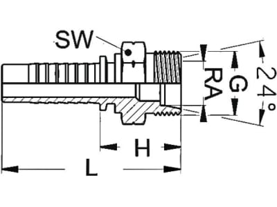 Außengewindenippel "CES", schwer, Aussenkung 24°, NW DN 6 - 1/4", RA 12, M 20 x 1,5