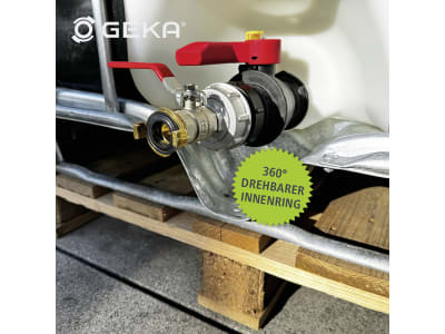 Geka® Adapter G 3/4" IG; S 60 x 6 IG mit Kugelhahn und GeKa Schnellkupplung, für IBC-Tank, 30.0045.8