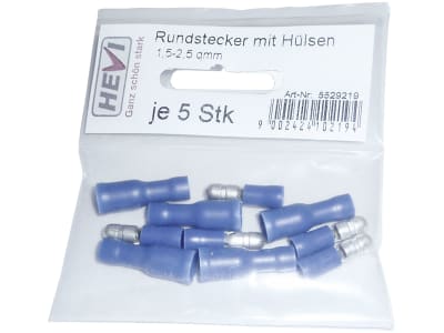 Hevi Rundstecker und Rundsteckhülsen-Sortiment 1,5 – 2,5 mm², 10 St., teilisoliert