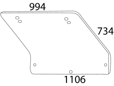 Heckscheibe, klar, 4-Loch-Befestigung, schmal, für Fiat -88, -90, 580, 680, 780, 880, 980, Kabine Komfort CS 14; Komfort CS 15; Komfort CS 16; Komfort CS 17; Komfort CS 18; Komfort CS 19